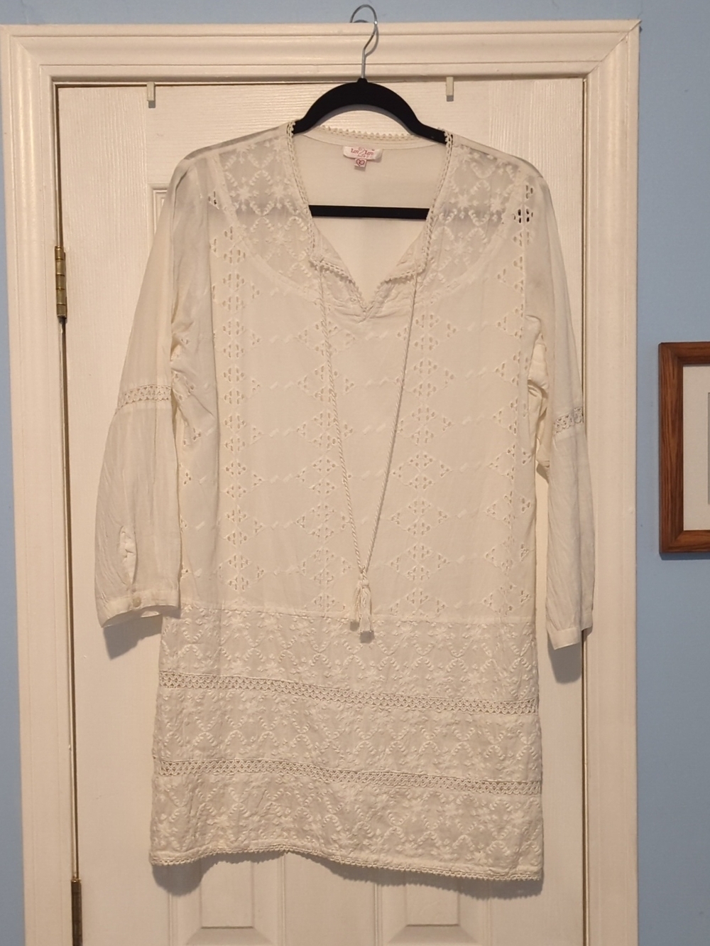 Boho Eyelet Tunic Beach Cover Up - White